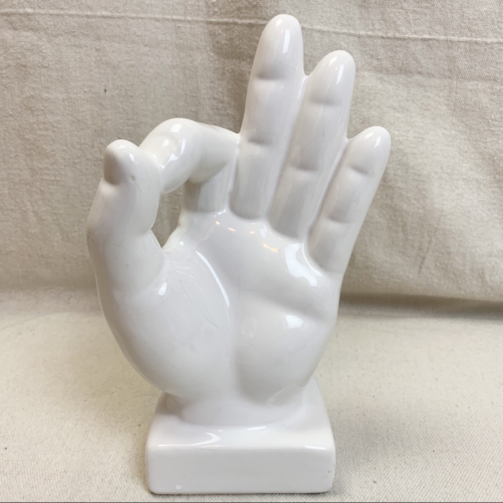 White ceramic OK 👌🏻 Hand sculpture
